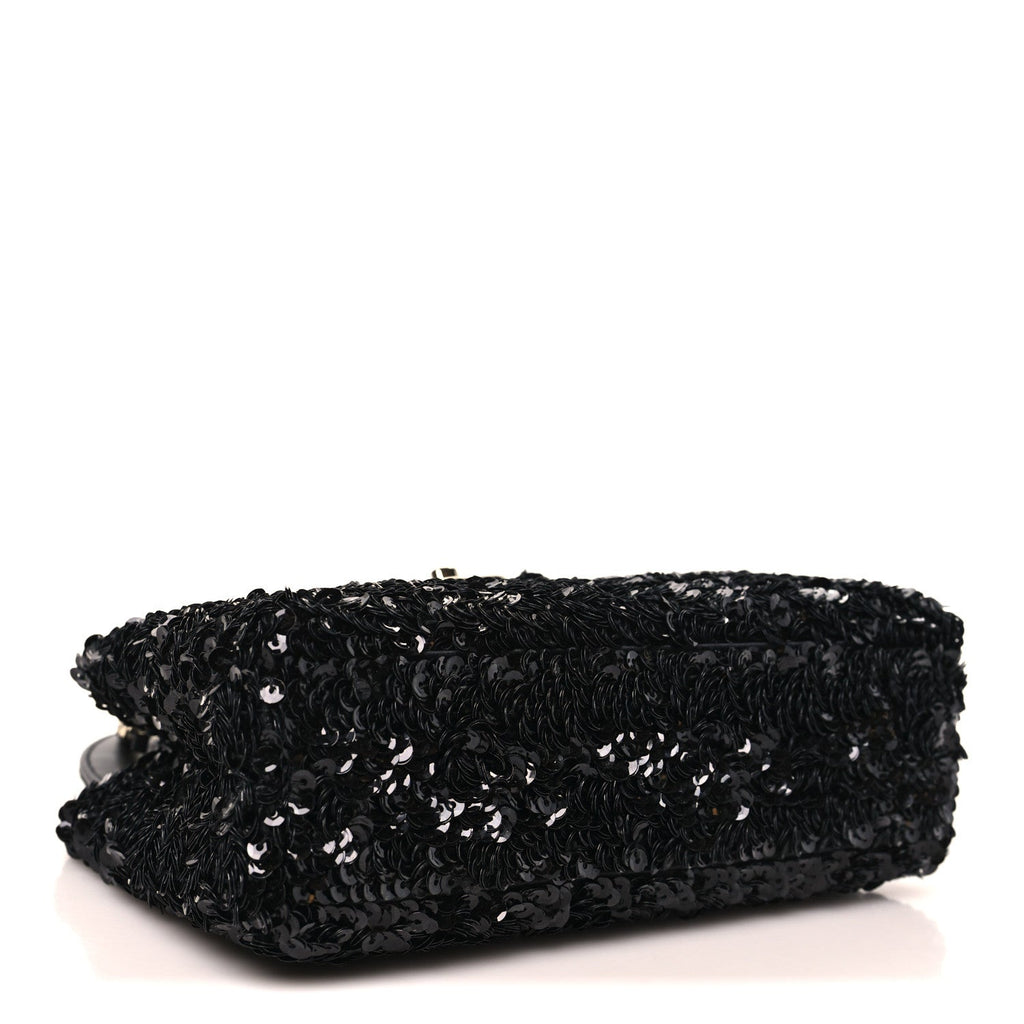 Sequin Nano Kelly Shopper Black