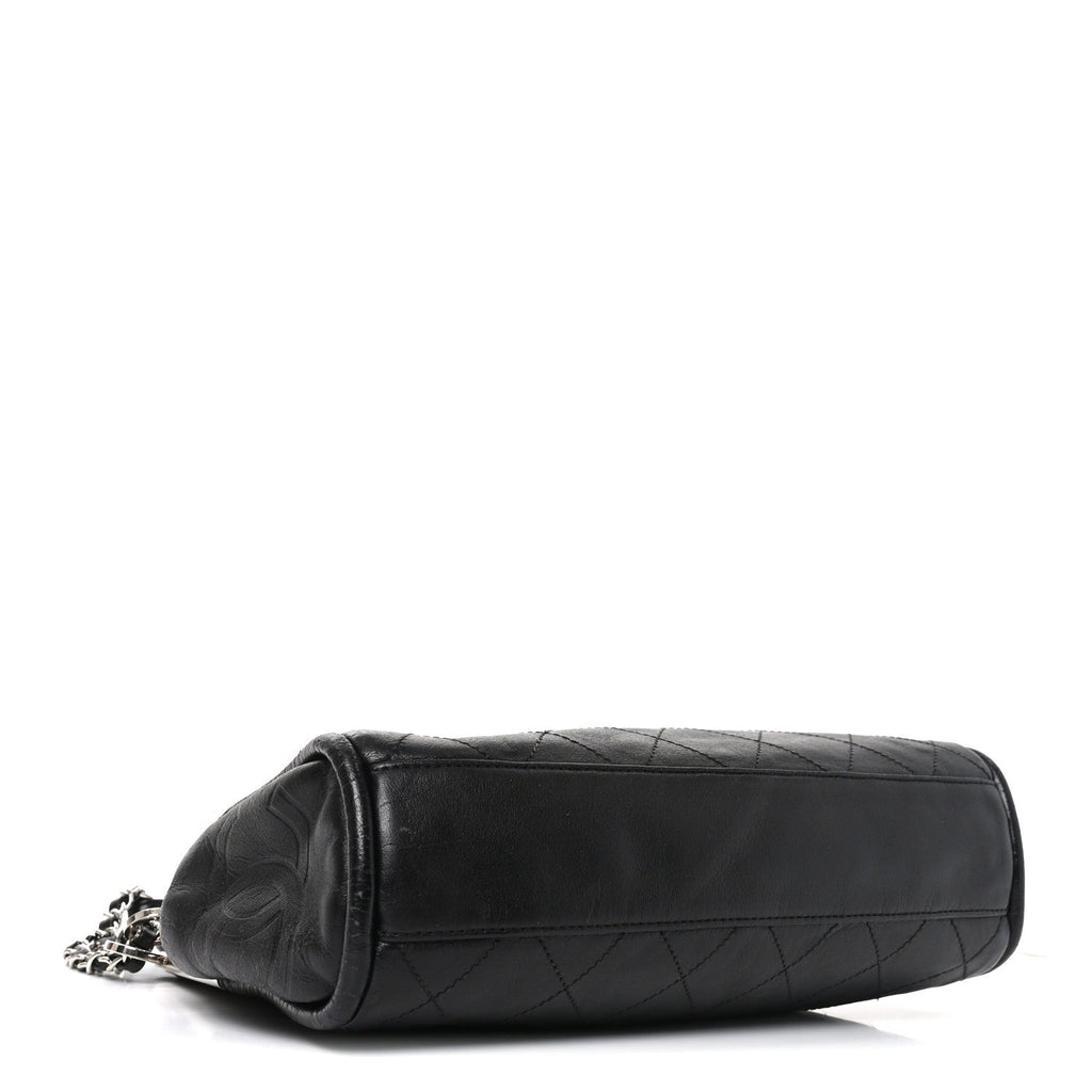 Lambskin Stitched Medium Ultimate Soft Tote Black