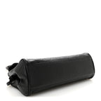 Grained Calfskin Stitched Urban Essentials Small Shopping Bag Black