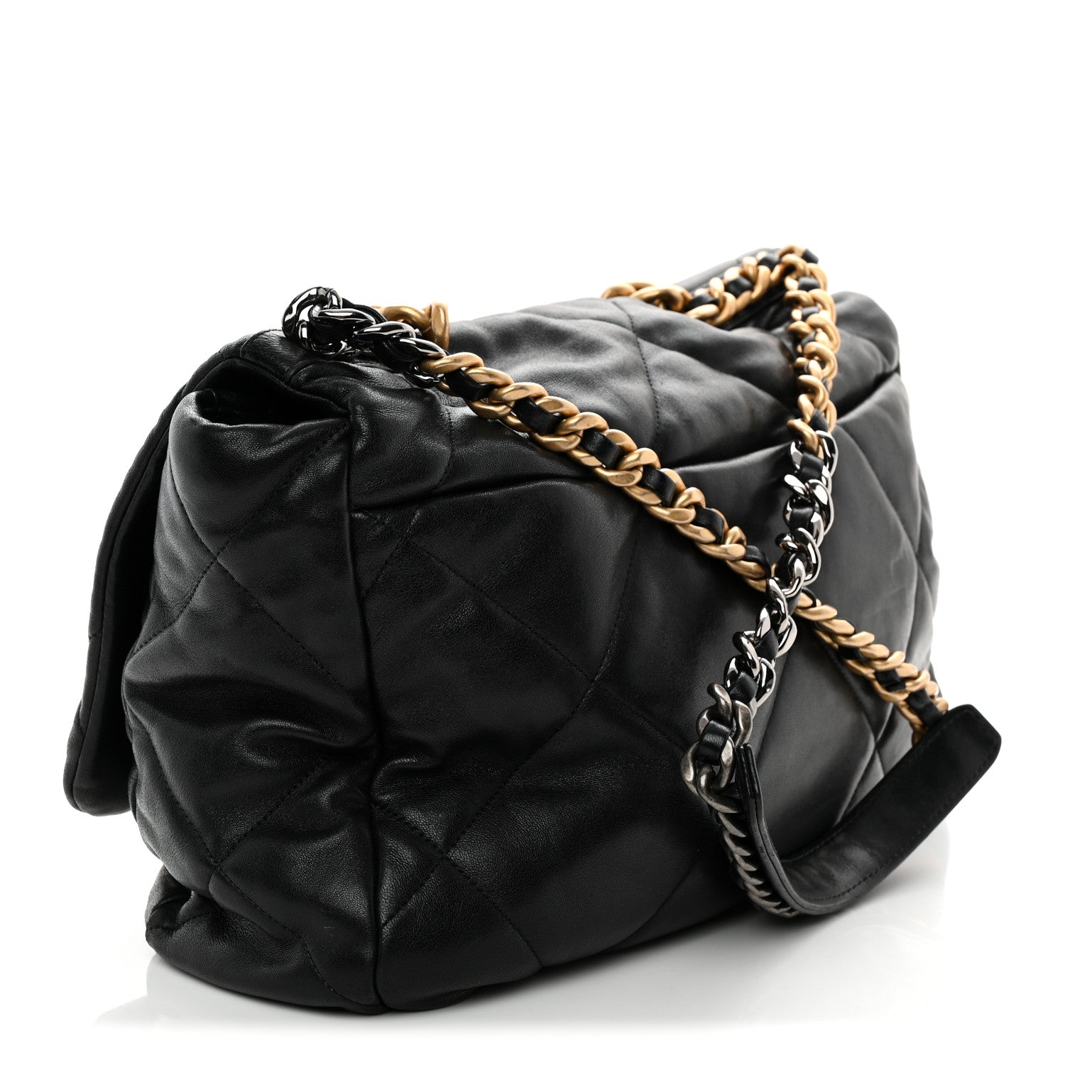 Goatskin Quilted Maxi Chanel 19 Flap Black