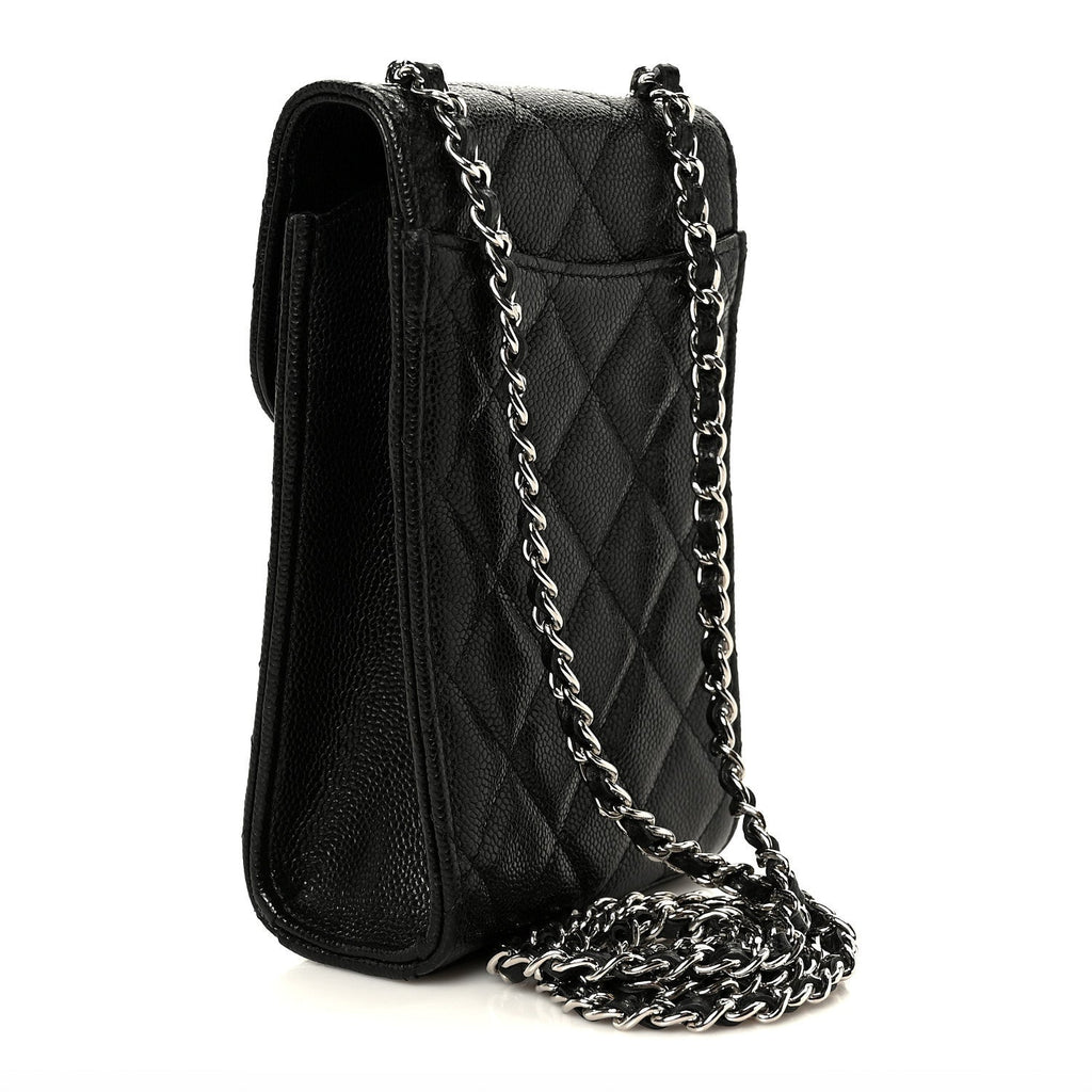 Caviar Quilted Classic Phone Holder Black
