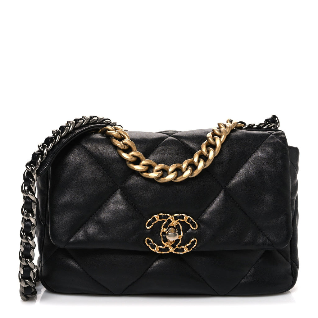 Lambskin Quilted Medium Chanel 19 Flap Black