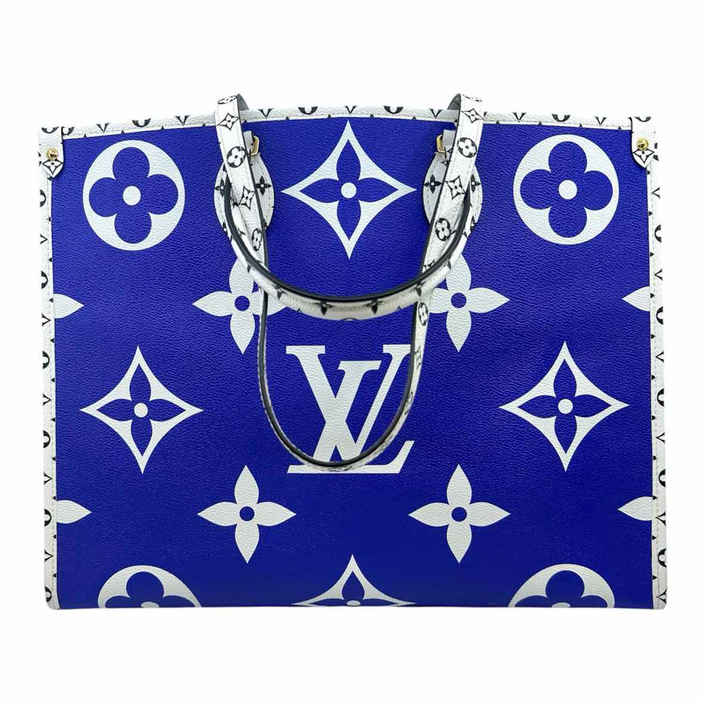 LOUIS VUITTON Blue, white Leather Monogram Tote