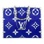 LOUIS VUITTON Blue, white Leather Monogram Tote