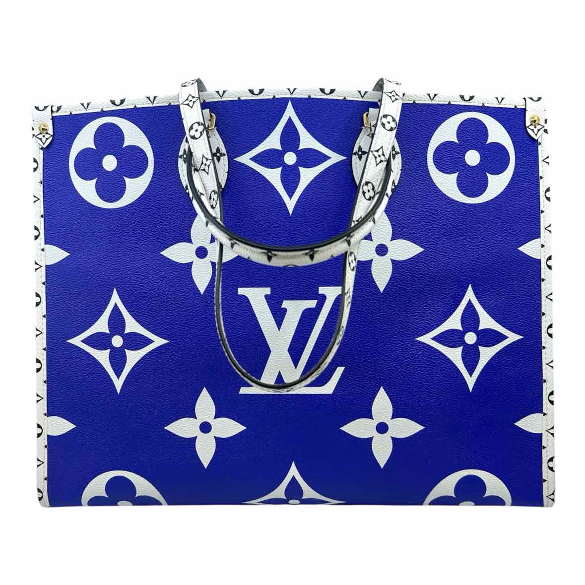 LOUIS VUITTON Blue, white Leather Monogram Tote