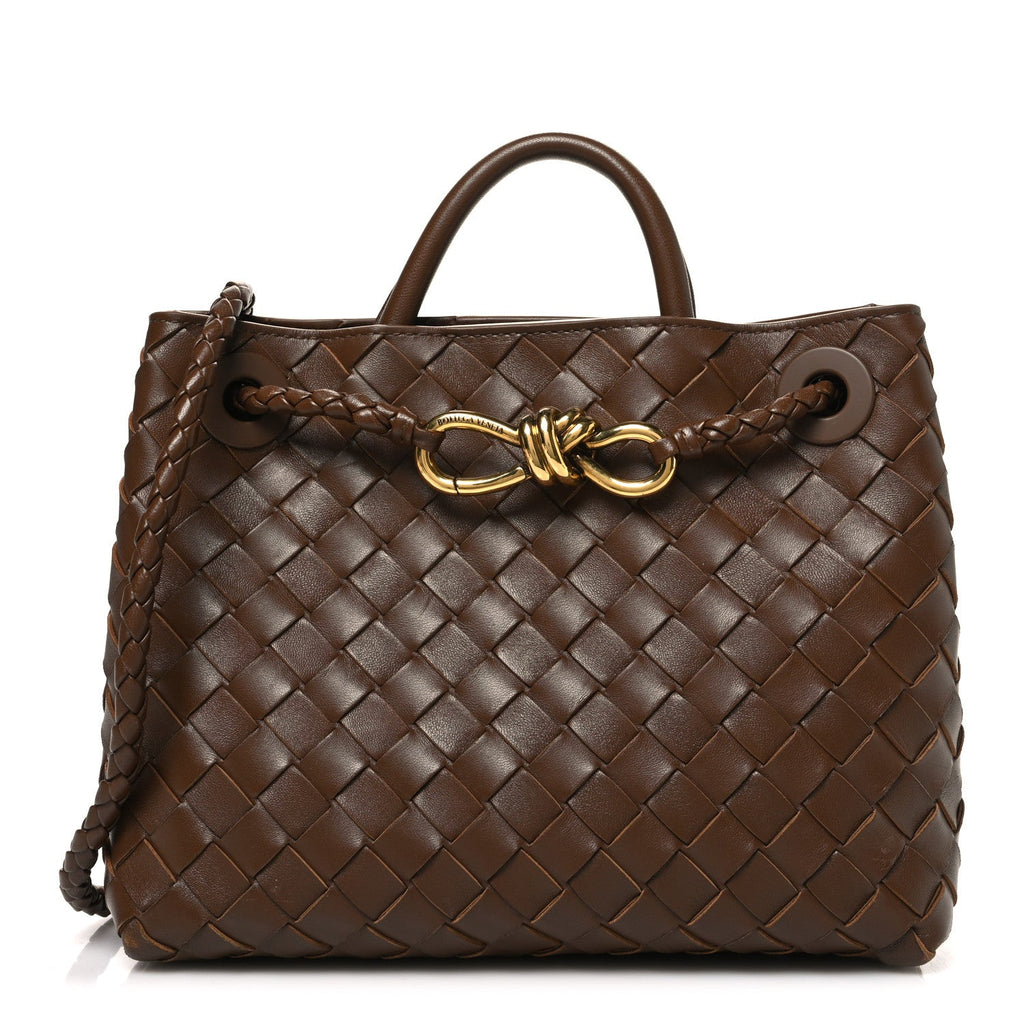 Nappa Intrecciato Small Andiamo Shoulder Bag Nocciola