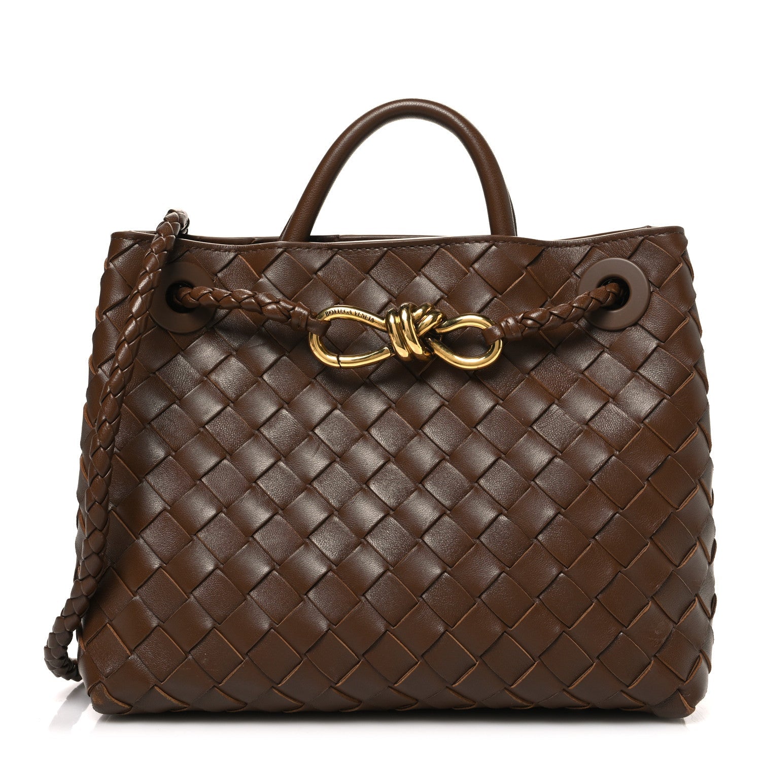 Nappa Intrecciato Small Andiamo Shoulder Bag Nocciola