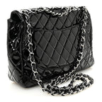 Patent Quilted Jumbo Single Flap Black