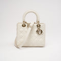 Dior Lady Dior Medium Bag White Lambskin (2019)