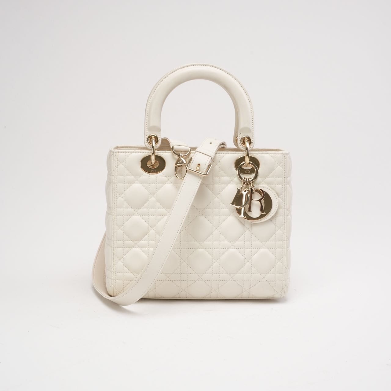 Dior Lady Dior Medium Bag White Lambskin (2019)
