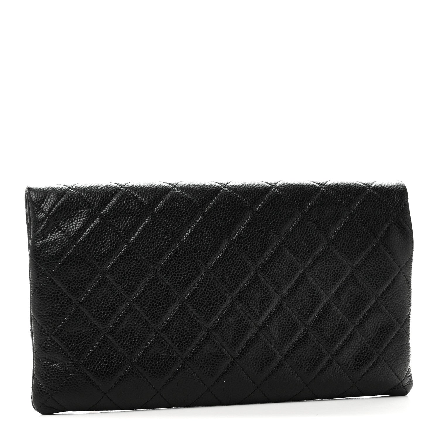 Caviar Quilted CC Beauty Clutch Black