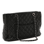 Caviar Quilted Shopping Tote Black