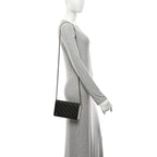 Lambskin Quilted Book Wallet On Chain WOC Black