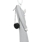 Patent Round As Earth Evening Bag Black