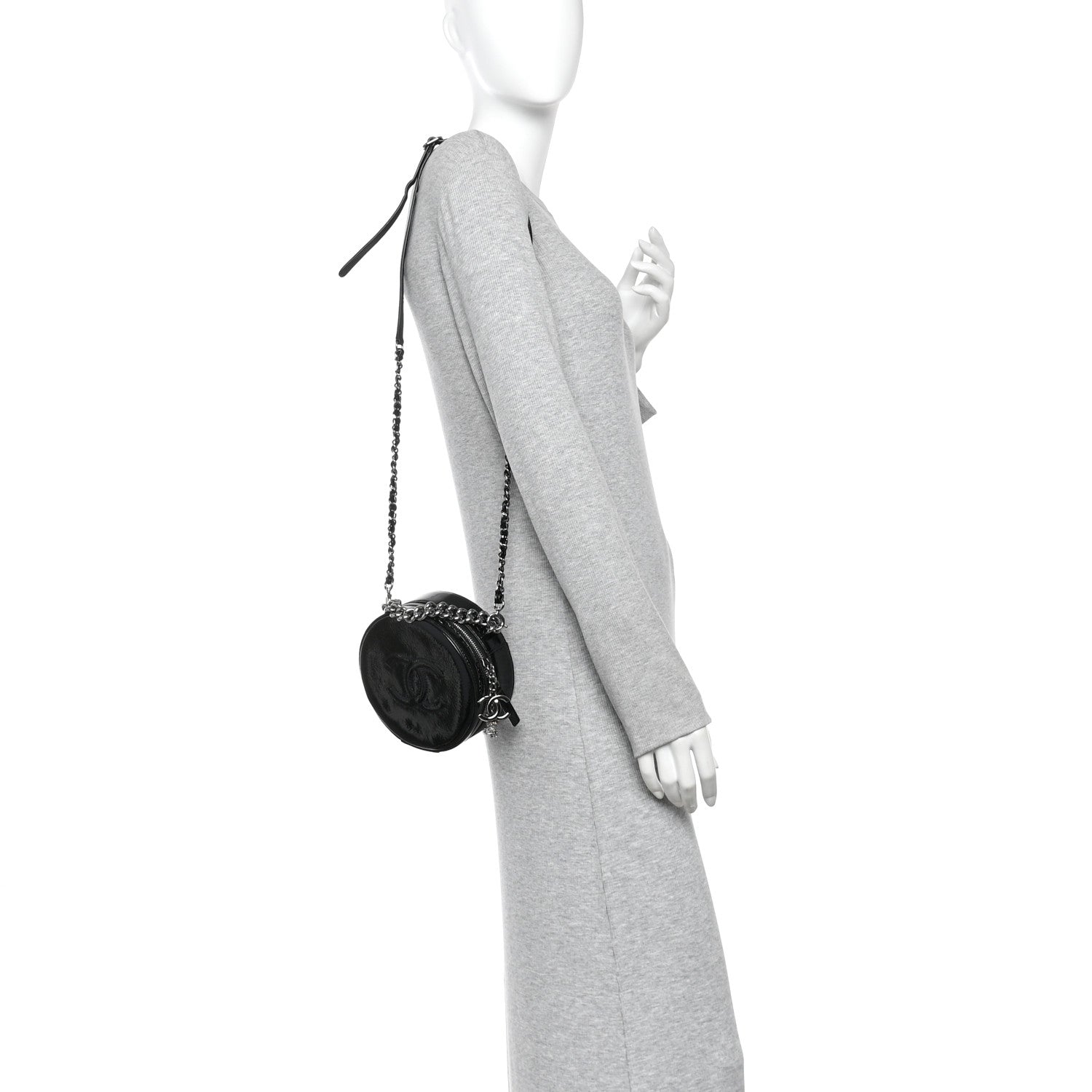 Patent Round As Earth Evening Bag Black