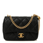 Caviar Quilted Mini Sweetheart Rectangular Flap Black