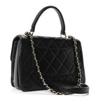 Lambskin Quilted Small Trendy CC Dual Handle Flap Bag Black