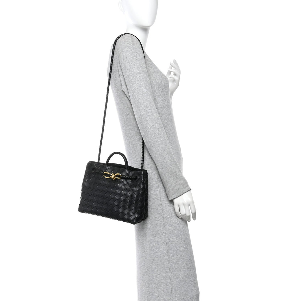 Nappa Intrecciato Small Andiamo Shoulder Bag Black