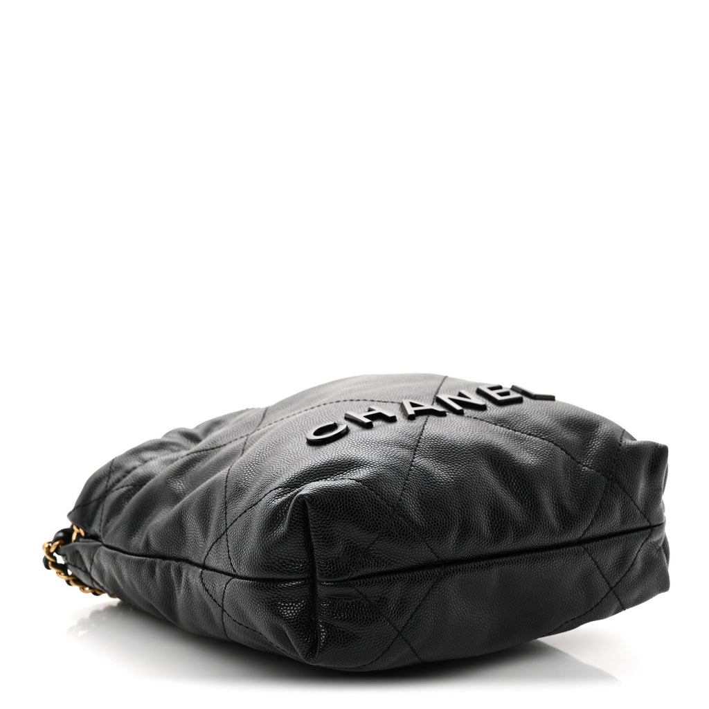 Shiny Caviar Quilted Monochrome Mini Chanel 22 Black