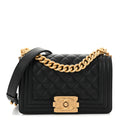 Caviar Quilted Small Boy Flap Black