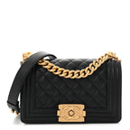 Caviar Quilted Small Boy Flap Black