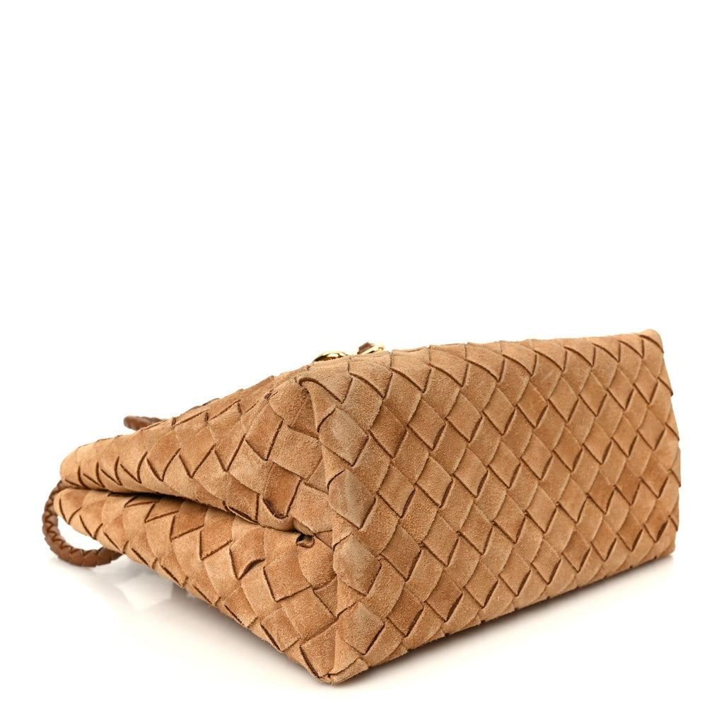 Suede Intrecciato Small Andiamo Shoulder Bag Amber