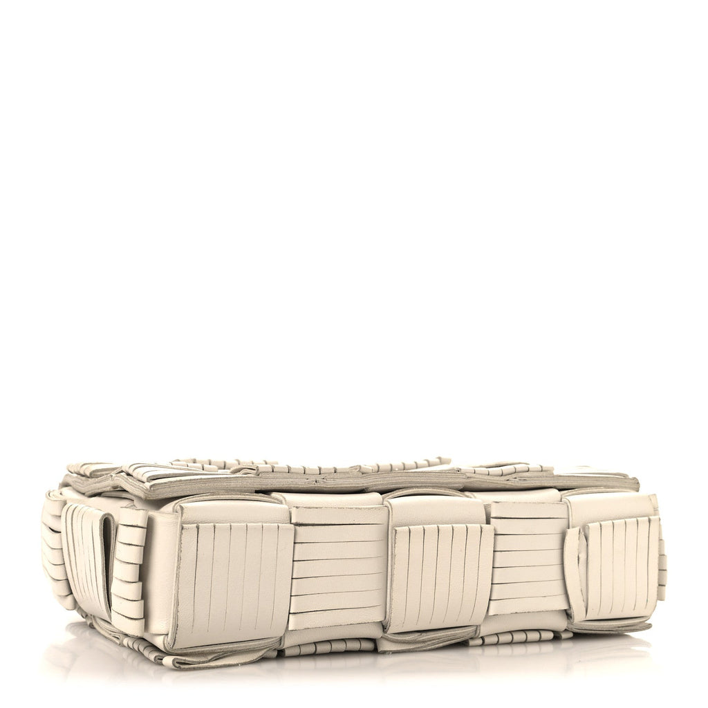 Nappa Maxi Intrecciato Fringed Cassette Crossbody Bag White