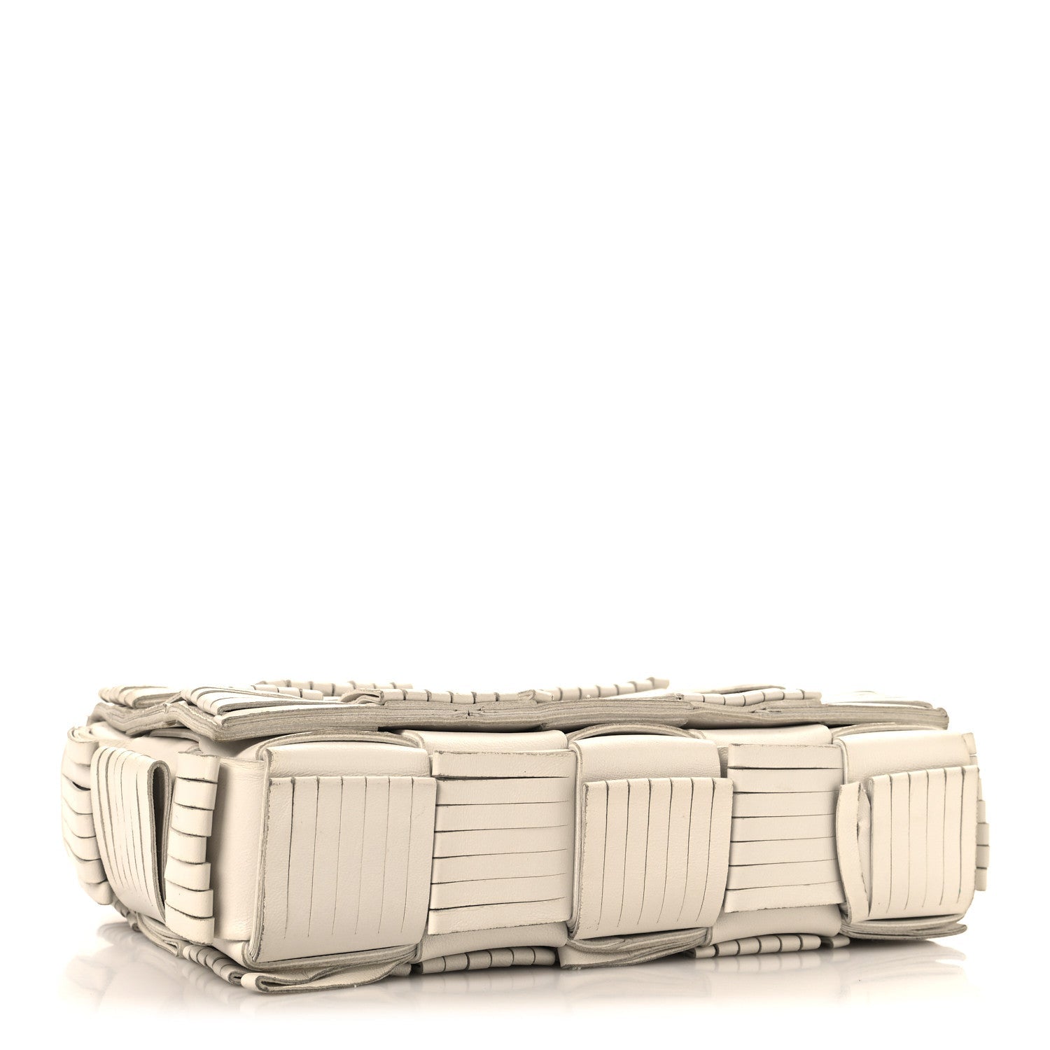 Nappa Maxi Intrecciato Fringed Cassette Crossbody Bag White