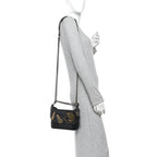 Aged Calfskin Quilted Charms Small Gabrielle Hobo Black