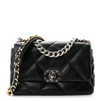 Lambskin Quilted Medium Chanel 19 Flap Black