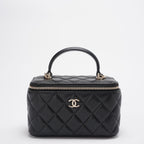Chanel Vanity Case Bag Black Quilted Lambskin Bag with Gold Hardware 2021
