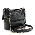 Aged Calfskin Quilted New Medium Gabrielle Hobo Black