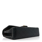 Lambskin Quilted Medium Double Flap Black