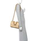 Lambskin Maxi Intreccio Padded Chain Cassette Crossbody Bag Porridge