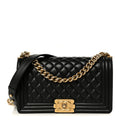 Lambskin Quilted Medium Boy Flap Black
