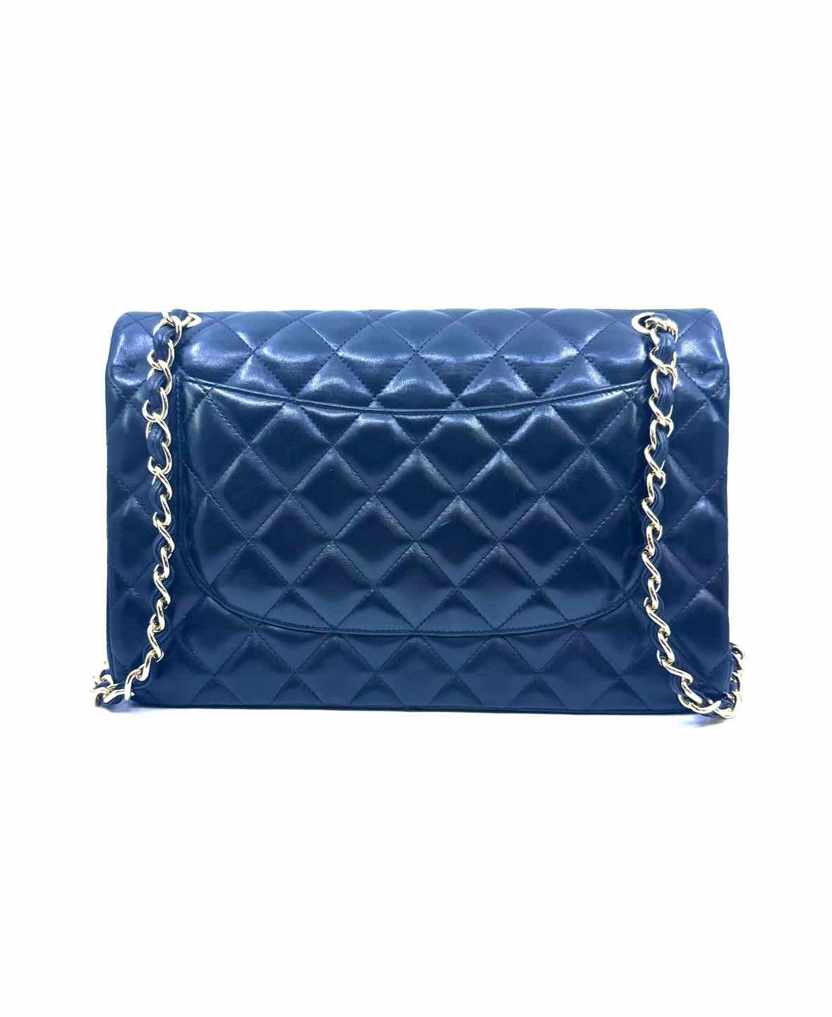 CHANEL Jumbo Double Flap Bag Black Lambskin Quilted Handbag
