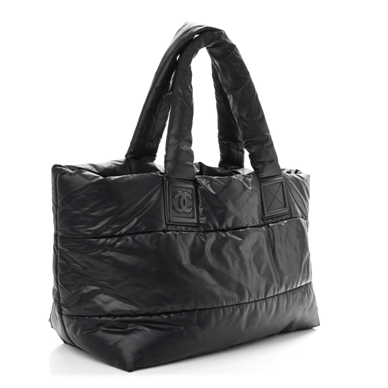 Lambskin Quilted Large Coco Cocoon Reversible Tote Black
