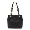 Caviar Quilted Petit Shopping Tote PST Black