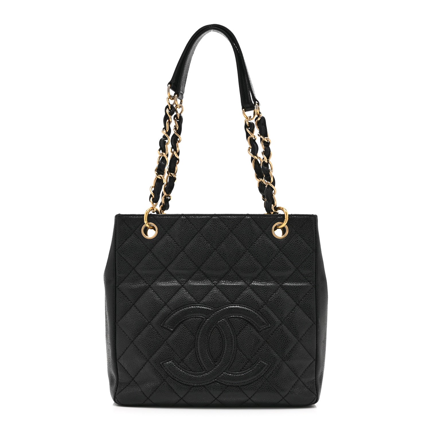 Caviar Quilted Petit Shopping Tote PST Black