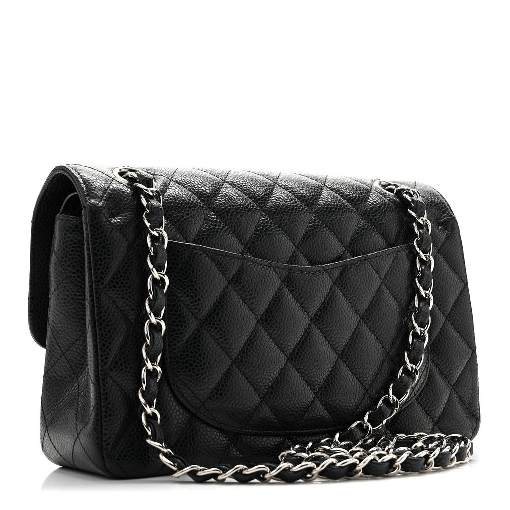 Caviar Quilted Small Double Flap Black