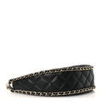 Lambskin Quilted Small Hobo Bag Black