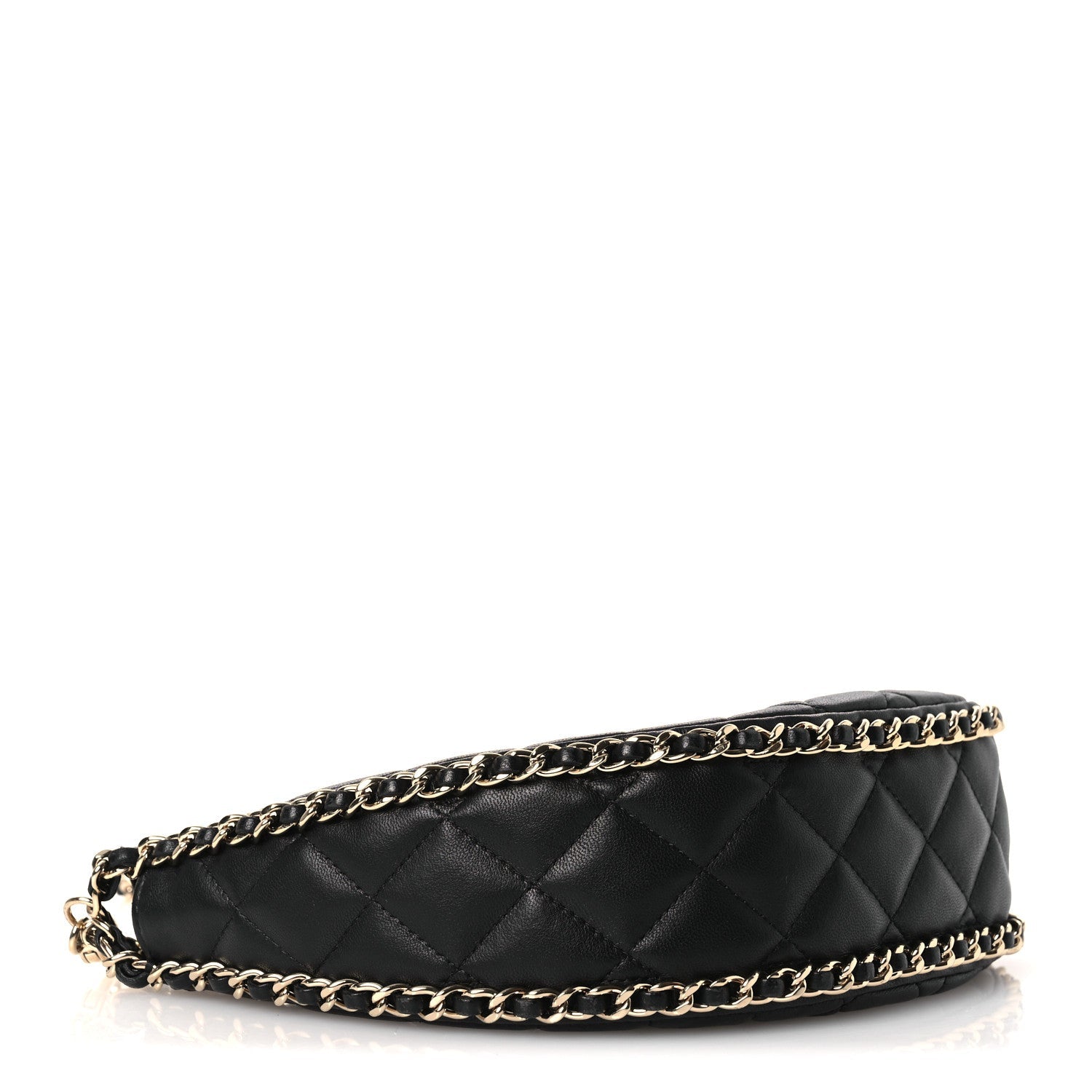 Lambskin Quilted Small Hobo Bag Black