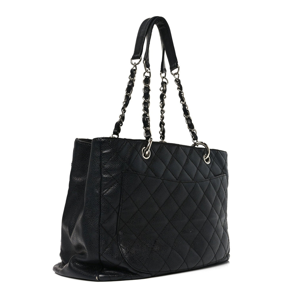 Caviar Quilted Grand Shopping Tote GST Black
