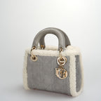 Christian Dior Lady Dior Pre-Owned 2020 Mini Suede Shearling Cannage Lady Dior satchel