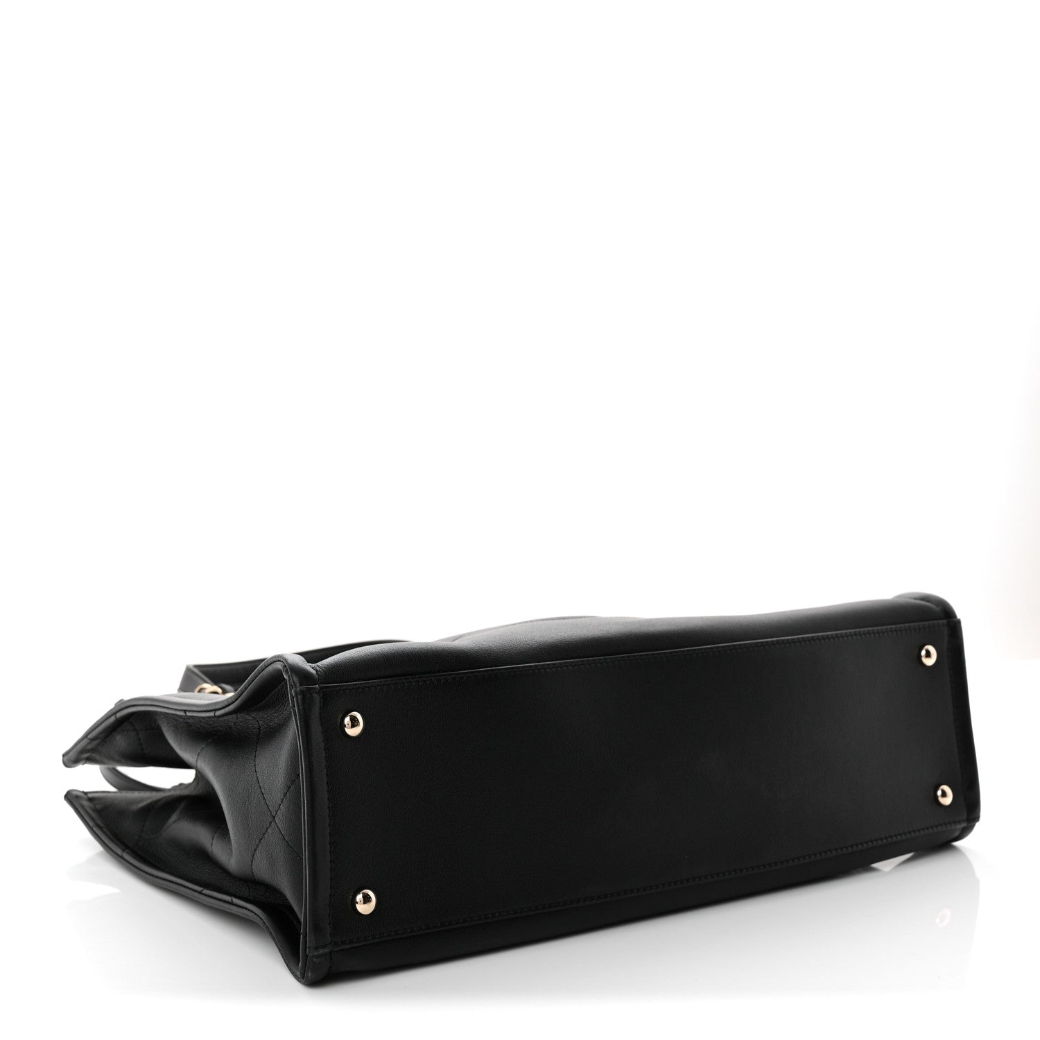 Calfskin CC Zipped Shopping Tote Black