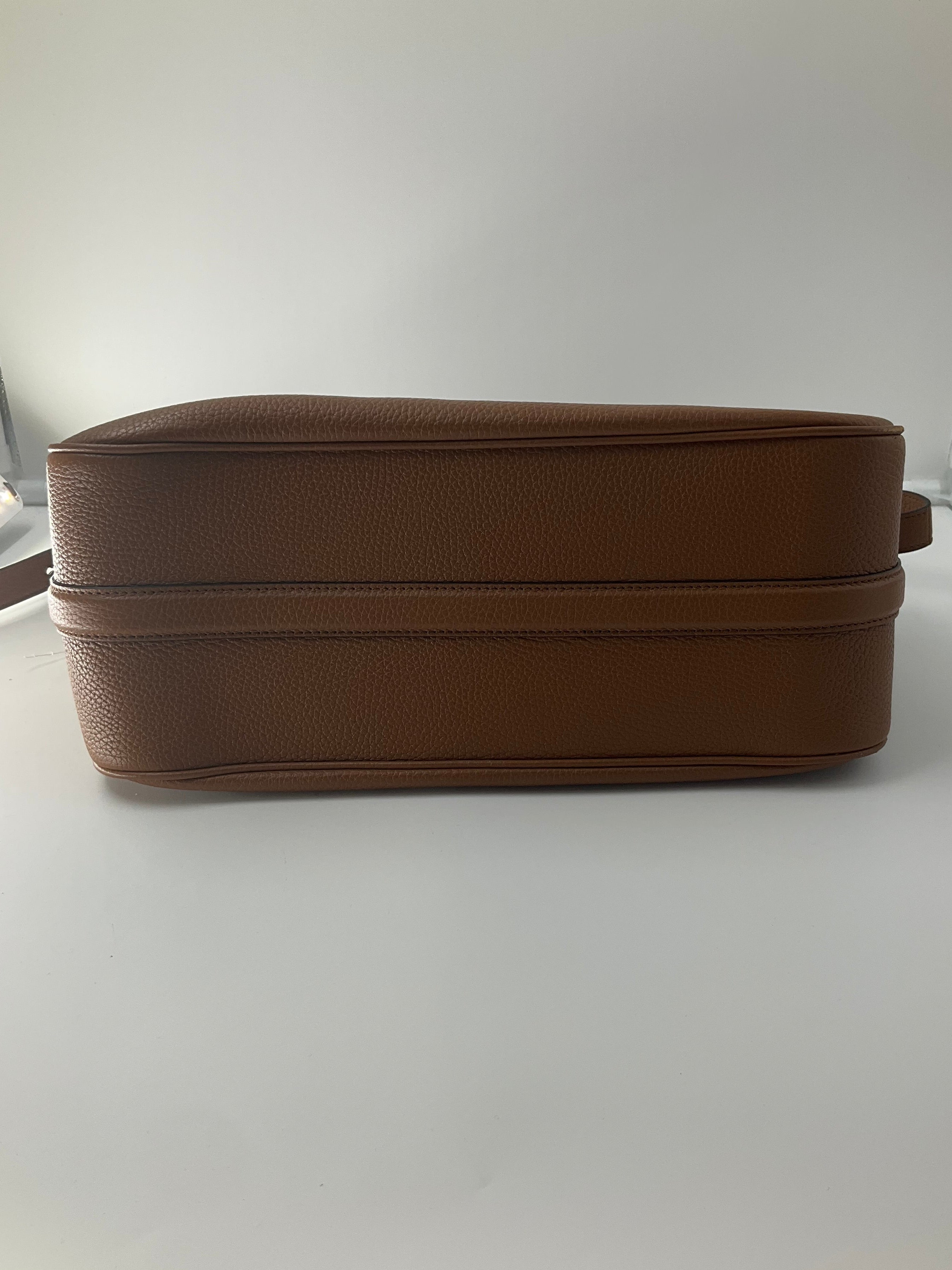 Gucci Half Horsebit Shoulder Bag In Brown Leather, Size: Medium
