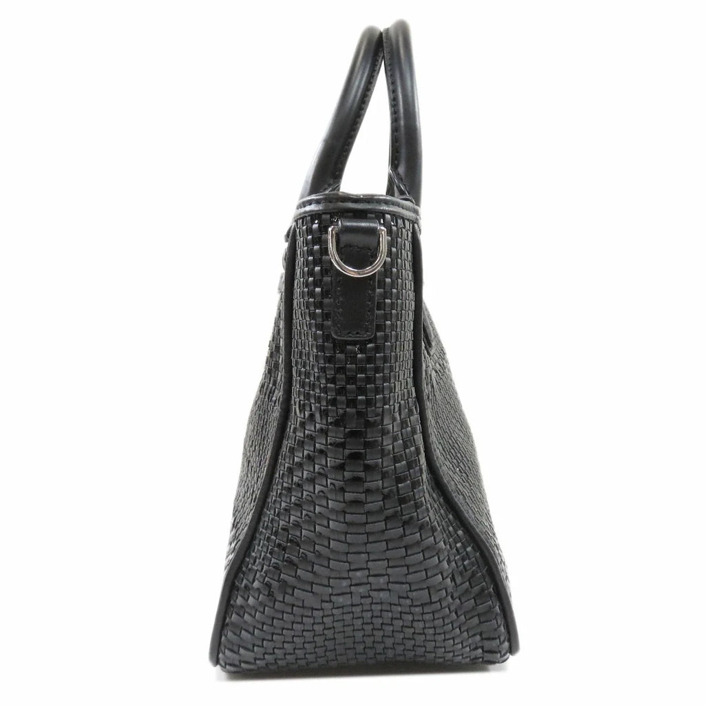 Tory Burch Robinson Black Tote Basketweave Saffiano Leather Large Handbag Bag NEW