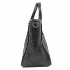 Tory Burch Robinson Black Tote Basketweave Saffiano Leather Large Handbag Bag NEW