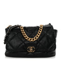 Goatskin Quilted Maxi Chanel 19 Flap Black
