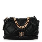 Goatskin Quilted Maxi Chanel 19 Flap Black
